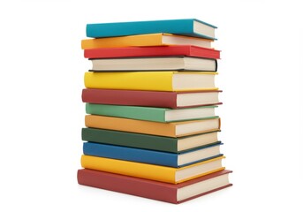 Stack of colorful books isolated on white background
