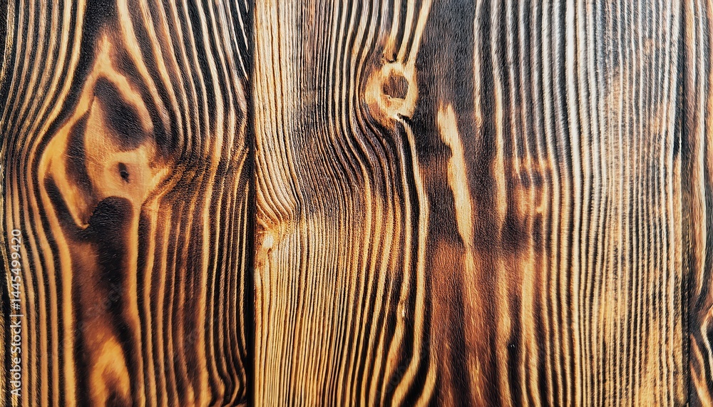 Poster charred wood planks texture background for rustic web design, print media, or branding projects high