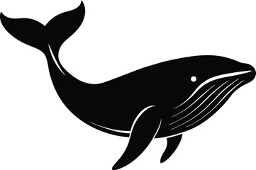 silhouette of a whale breaching on white background