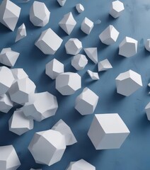 Textured white geometric shapes on a blue abstract backdrop , art, vivid