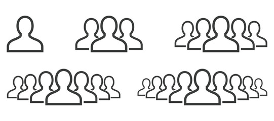 People Team Icons Set Line Art Vector Illustration.