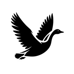 Fototapeta premium Majestic Goose in Flight: A Black and White Avian Silhouette