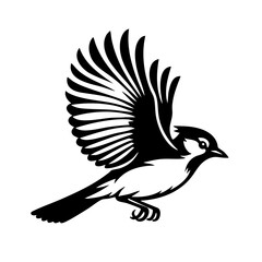 Obraz premium Majestic Bird in Flight: Black and White Bird Silhouette Art