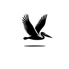 Fototapeta premium Majestic Pelican in Flight: A Stunning Black and White Bird Silhouette