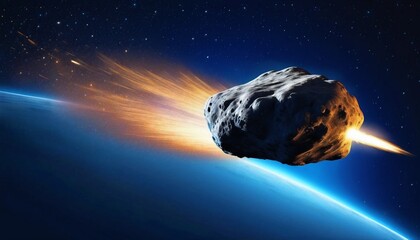 Realistic and clear Meteor photo on a blue background. Ideal for placing text, copy space, design elements or a slightly different billboard.