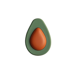 Stylized 3D Render of an Avocado Half