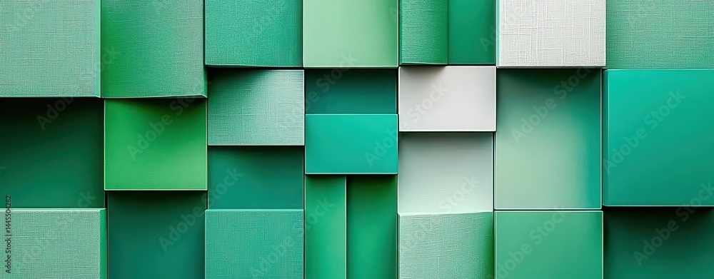 Poster realistic architectural elements showcase with green tones and textures in boxes for modern design i