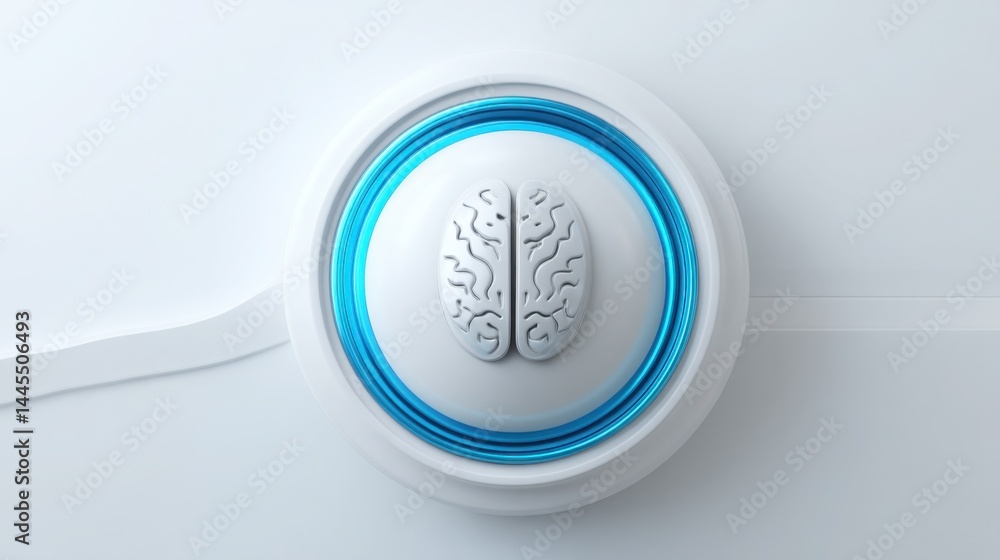 Poster blue and white illuminated light on a wall as a representation of ai-driven smart systems and innova
