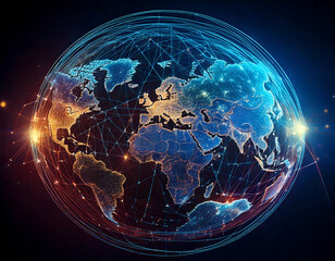 Global Connection Lines - Data Exchange. Abstract global network concept