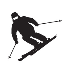 skiing on snow silhouette vector illustration