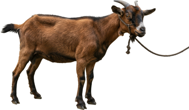 Brown Goat Tethered Farm Animal Portrait Rural Livestock Photography