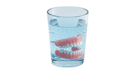 Isolated Dentures in a Glass of Water
