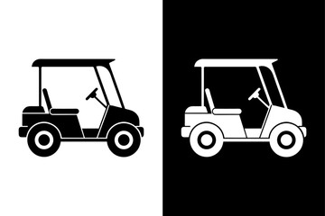Black and White Golf Cart Silhouette Vector Graphic File.
