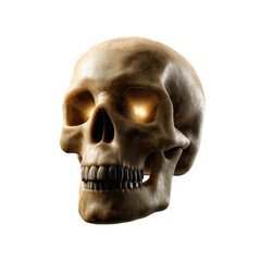 Obraz premium Illuminated Skull: A Study in 3D Artistry on a white background.