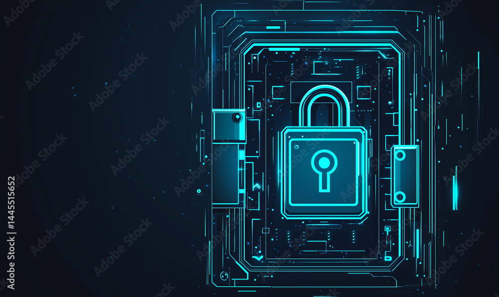 Poster securing data innovative digital lock mechanisms in cybersecurity environments for enhanced protecti