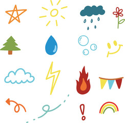 Cute Doodles Set. Suitable for Children's Decoration.