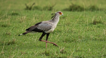 Fototapeta premium Secretary Bird in Grassland, Photo