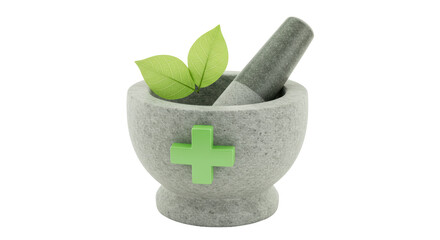 Isolated Mortar and Pestle Herbal Remedy
