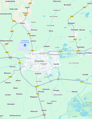 Urban city map of Leeuwarden, The Netherlands 