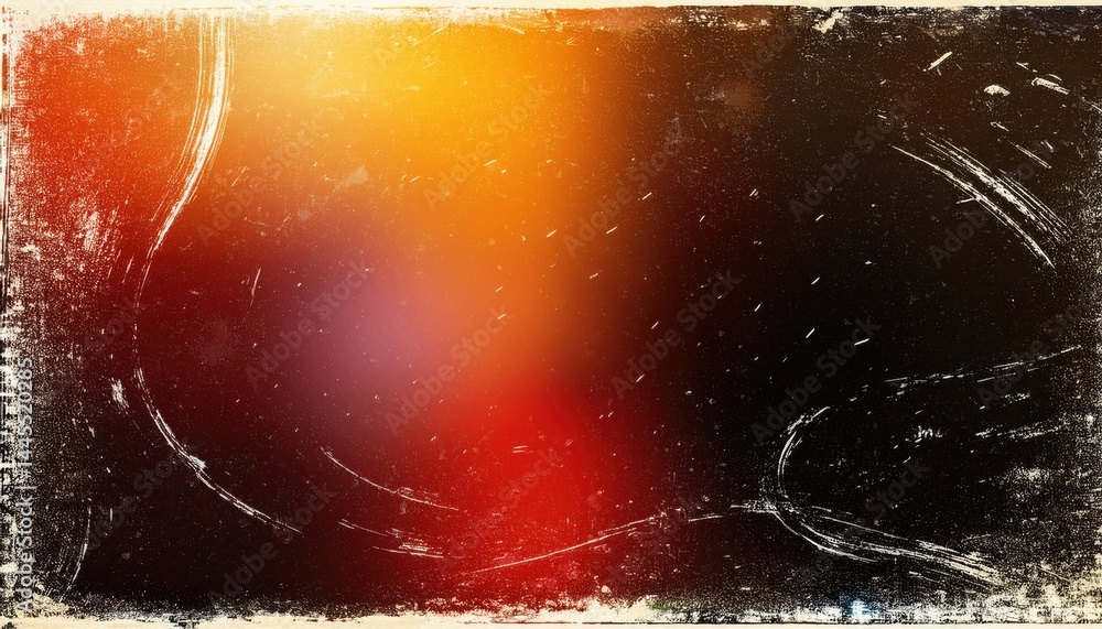 Poster grunge light burst background with circular scratch texture and warm tones for web design, print media, digital art or branding projects

