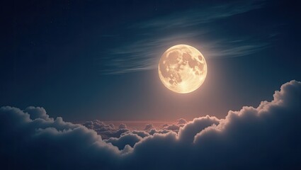 full moon over the clouds