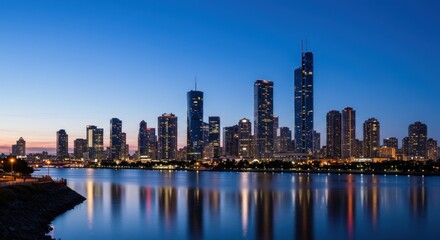 Obraz premium Chicago Skyline at Dusk - Photo