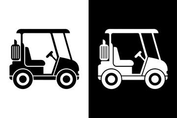 Golf Cart Silhouette Vector Icon Black & White Clipart Download.