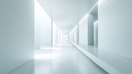 Obraz premium Minimalist architectural design in white space modern interior clean lines bright environment