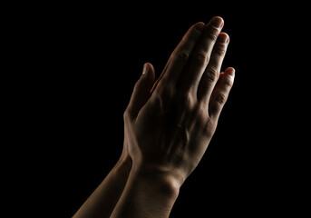 Hands Clasped Together in Prayer on Transparent Background