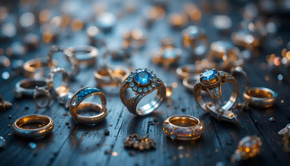 drops of water on a blue background