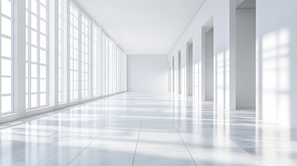 Minimalist architectural design modern gallery space interior photography bright environment wide angle