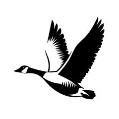 Obraz premium Majestic Goose in Flight: A Black and White Avian Masterpiece