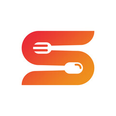 Unique Restaurant Logo with Abstract S, Fork, and Spoon Design