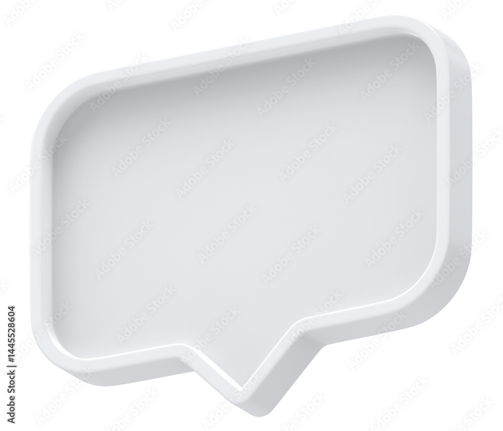 Poster 3d shape chat social media notification white empty rectangle icon isolated transparent background 3