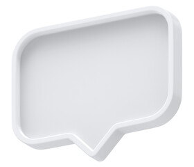 3d shape chat social media notification white empty rectangle icon isolated transparent background 3D rendering