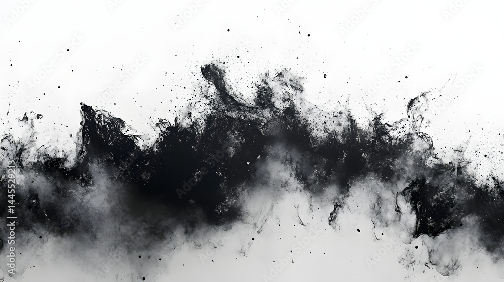 Aufkleber dynamic black ink splash art abstract creation studio setting minimalist aesthetic close-up view