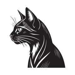 Obraz premium Black Cat Face Icon – Simple Vector