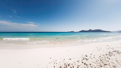Fototapeta premium Tranquil Poetto Beach, Sardinia: Italian Coastal Beauty