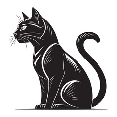 Obraz premium Silhouette Cat Symbol in Black Vector