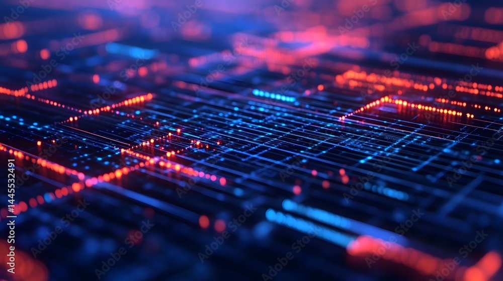 Aufkleber glowing digital data network representing technological innovation
