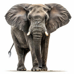 Obraz premium close-up of a large African elephant on white background