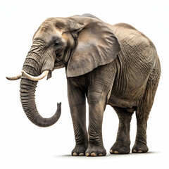 Obraz premium close-up of a large African elephant on white background