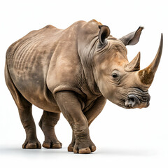 Obraz premium majestic rhino standing isolated on clean white background
