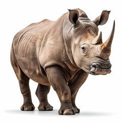 Fototapeta premium majestic rhino standing isolated on clean white background