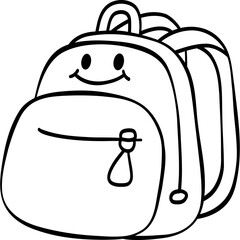 Cute and Cheerful Backpack Character Back to School Doodle Outline