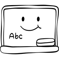 Cute Chalkboard and Eraser Duo Character Back to School Doodle Outline