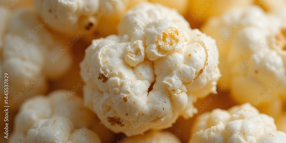 Poster golden popcorn kernel shows detail of texture. the surface looks rough. enjoy the simple beauty of f