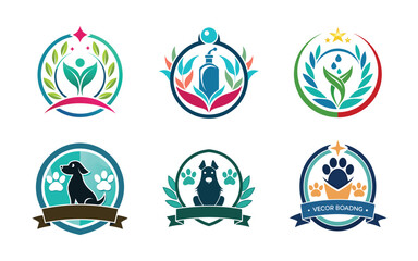 Six vibrant logo designs featuring nature and pets ideal for a pet care business