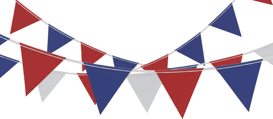 Naklejka premium Festive Red White and Blue Bunting Flags Decoration for Party