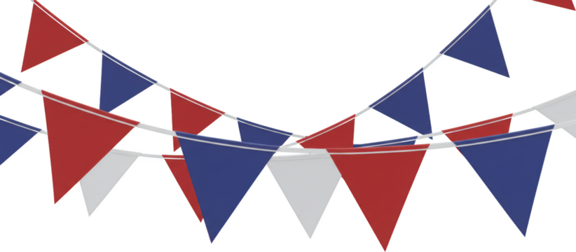 Festive Red White and Blue Bunting Flags Decoration for Party